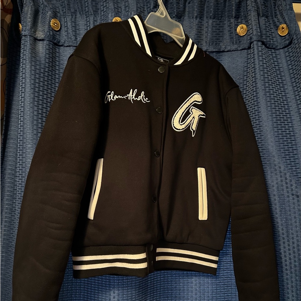 Glam-Aholic Lifestyle Varsity Jacket. Black owned company based in Detroit